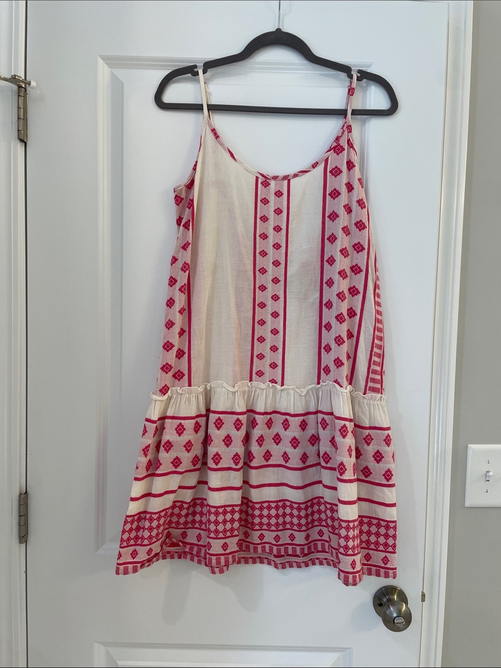 Kasia Sleeveless Cream and Pink Mini Dress, Size M